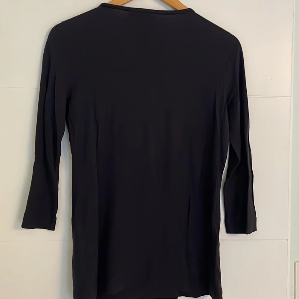 Tory Burch Razi Beaded Navy 3/4 Sleeves Stretchy Embellished Top Career Office S